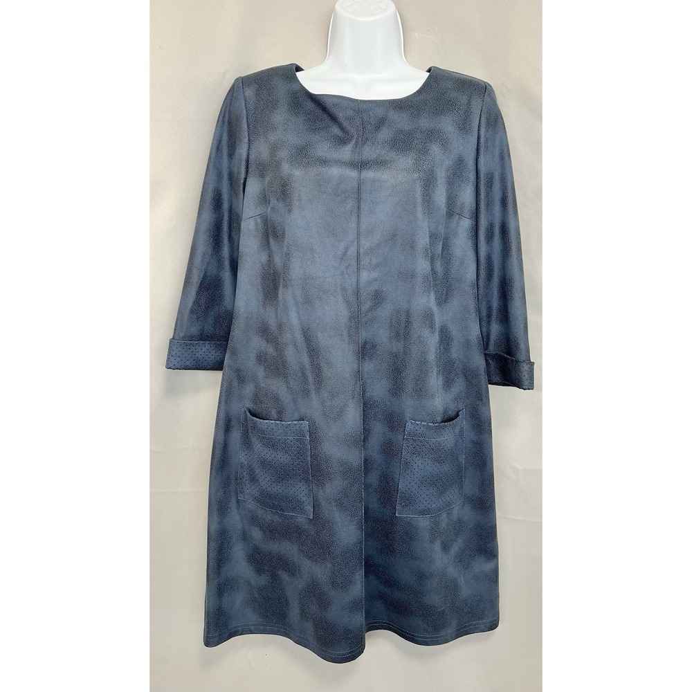 Joseph Ribkoff Joseph Ribkoff Textured Bodycon Sheath Blue 3/4 Sleeves Sz 12